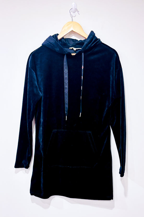 Robe noire en velours avec capuchon (m)-Be-you-ti-ful-La Penderie du Paradis 🕊