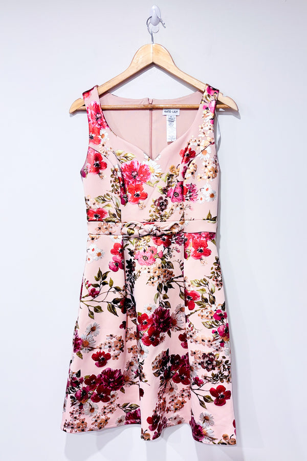 Robe rose à fleurs dorées (s)-Kate & Lily-La Penderie du Paradis 🕊