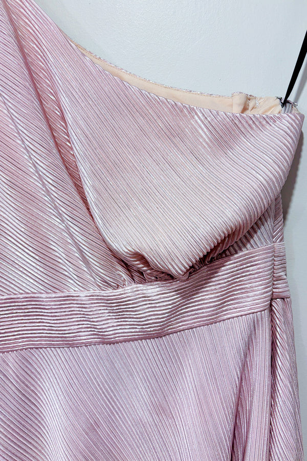 Robe Howell rose scintillante à une manche avec volants asymétriques (m)*-Michael Costello-La Penderie du Paradis 🕊