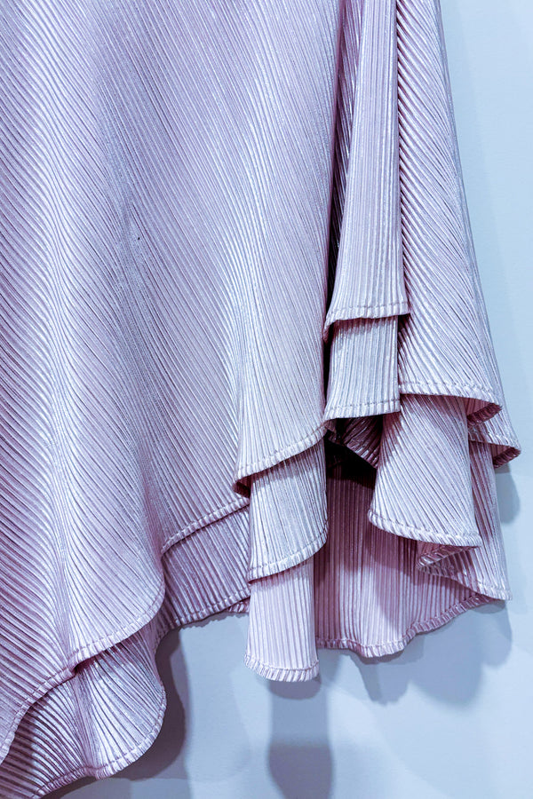 Robe Howell rose scintillante à une manche avec volants asymétriques (m)*-Michael Costello-La Penderie du Paradis 🕊