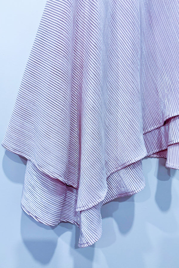 Robe Howell rose scintillante à une manche avec volants asymétriques (m)*-Michael Costello-La Penderie du Paradis 🕊