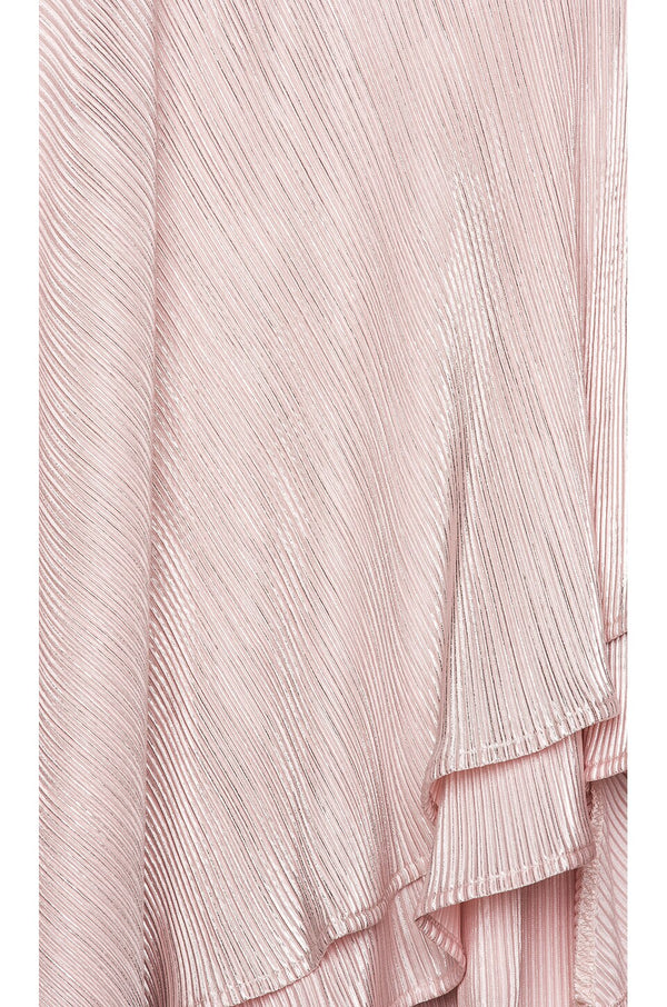 Robe Howell rose scintillante à une manche avec volants asymétriques (m)*-Michael Costello-La Penderie du Paradis 🕊