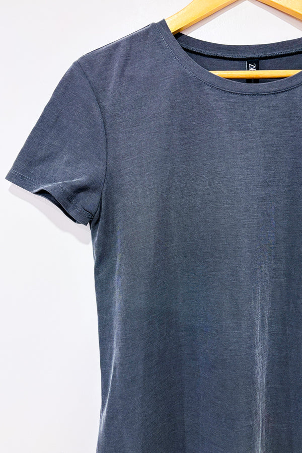 Robe t-shirt grise à poches* seconde main - Zara- La Penderie du Paradis