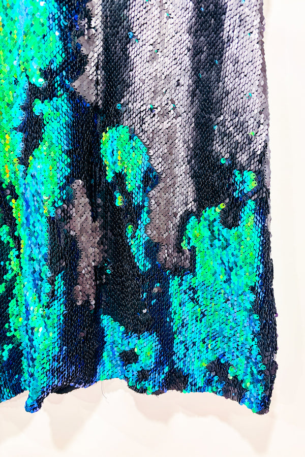Robe noire/verte à paillettes avec épaulettes * seconde main - Zara- La Penderie du Paradis