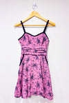 Robe mauve et marine fleurie* seconde main - Unique Vintage- La Penderie du Paradis