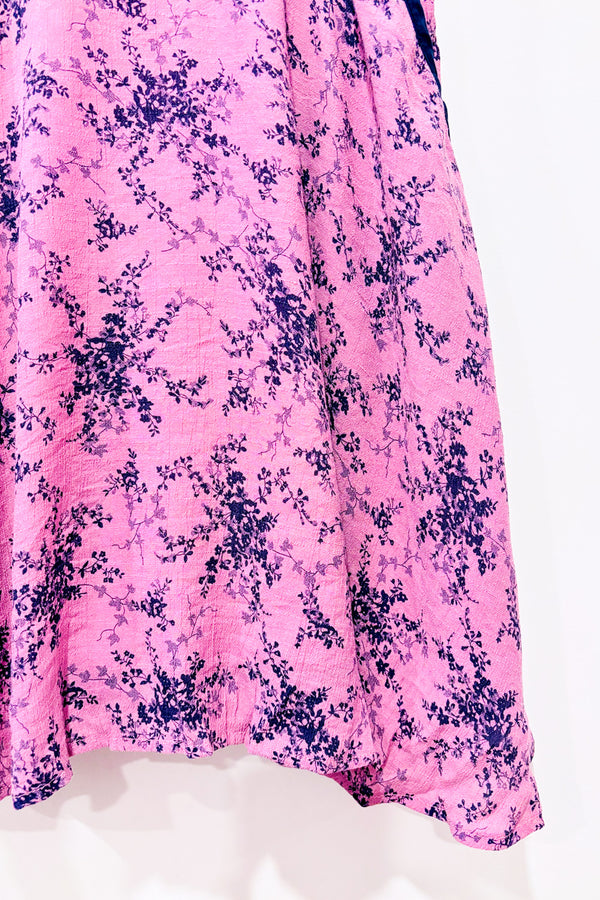 Robe mauve et marine fleurie* seconde main - Unique Vintage- La Penderie du Paradis