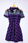 Robe mauve et noire à carreaux avec maille* seconde main - Unique Vintage- La Penderie du Paradis