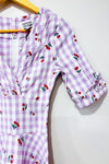 Robe lilas à carreaux avec cerises* seconde main - Unique Vintage- La Penderie du Paradis