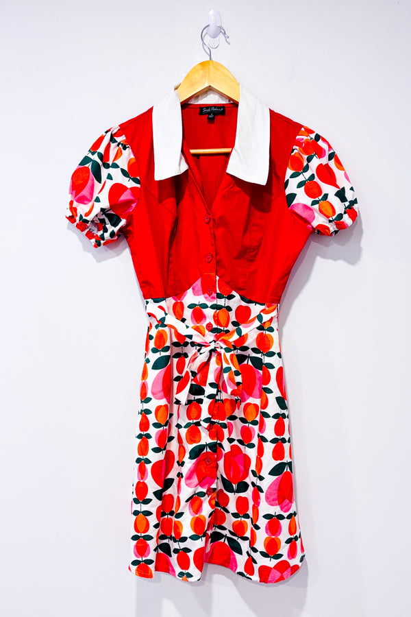 Robe rouge et blanche fleurie* seconde main - Smak Parlour- La Penderie du Paradis