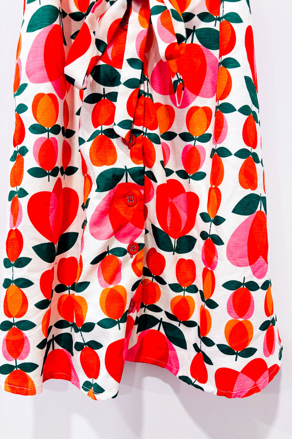 Robe rouge et blanche fleurie* seconde main - Smak Parlour- La Penderie du Paradis