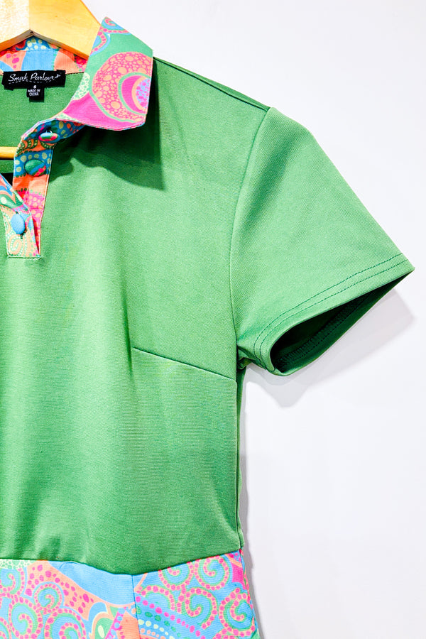 Robe verte et rose à motifs* seconde main - Smak Parlour- La Penderie du Paradis