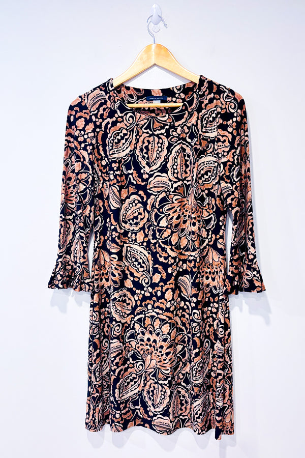 Robe marine et brune fleurie* seconde main - Tommy Hilfiger- La Penderie du Paradis