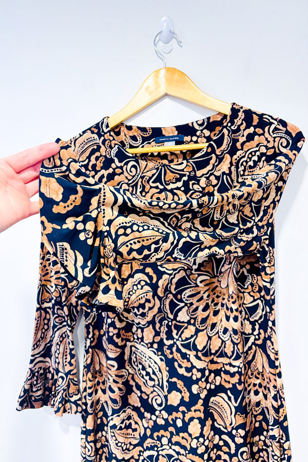 Robe marine et brune fleurie* seconde main - Tommy Hilfiger- La Penderie du Paradis