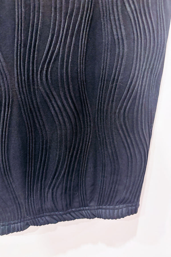 Robe midi noire texturée effet ondulé* seconde main - Rihoas- La Penderie du Paradis
