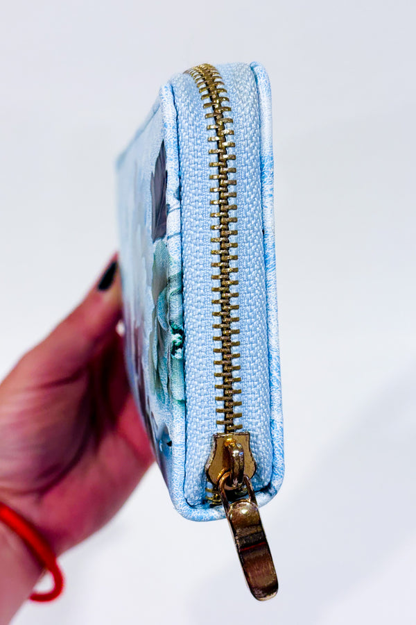 Portefeuille faux cuir bleu fleuri-Autres-La Penderie du Paradis 🕊