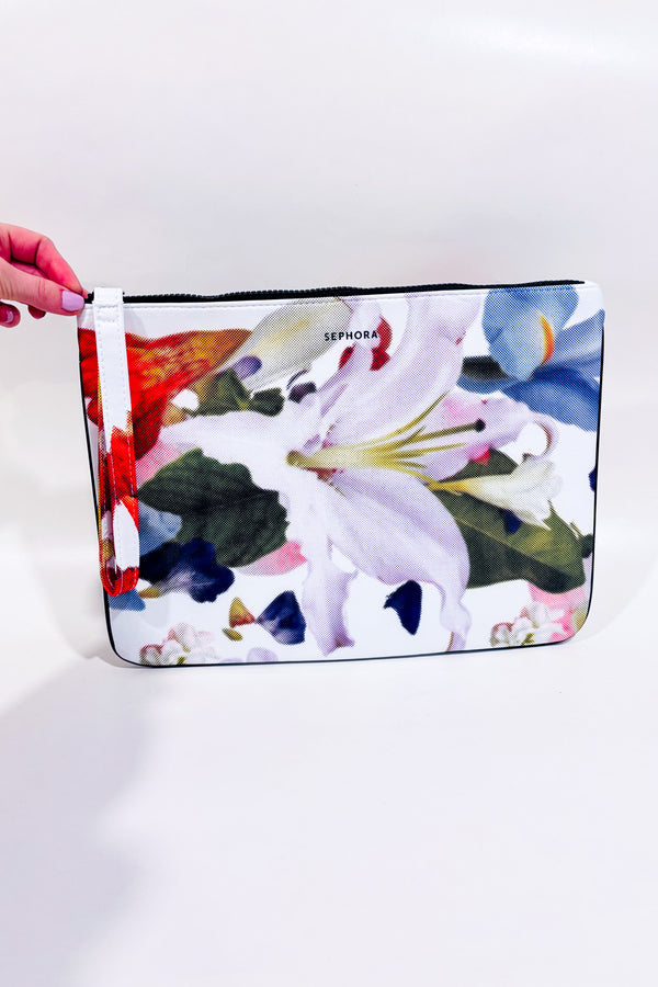 Pochette cosmétique blanche fleurie seconde main - Sephora- La Penderie du Paradis
