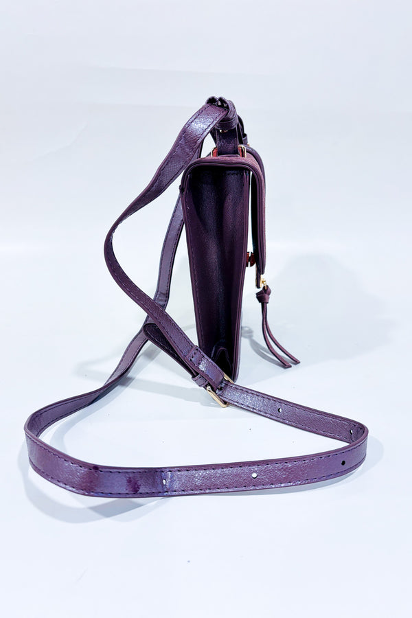 Sac à bandoulière mauve scintillant effet suédine* seconde main - Moda Luxe- La Penderie du Paradis