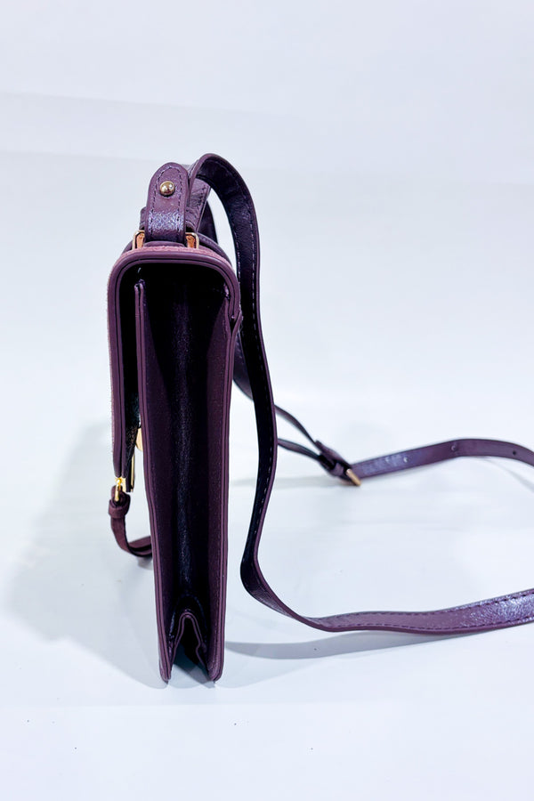 Sac à bandoulière mauve scintillant effet suédine* seconde main - Moda Luxe- La Penderie du Paradis