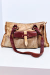 Sac à main beige en cuir et fourrure seconde main - Nardelli- La Penderie du Paradis