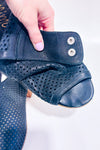 Sandales à talon noir en cuir perforé* seconde main - Mimosa- La Penderie du Paradis