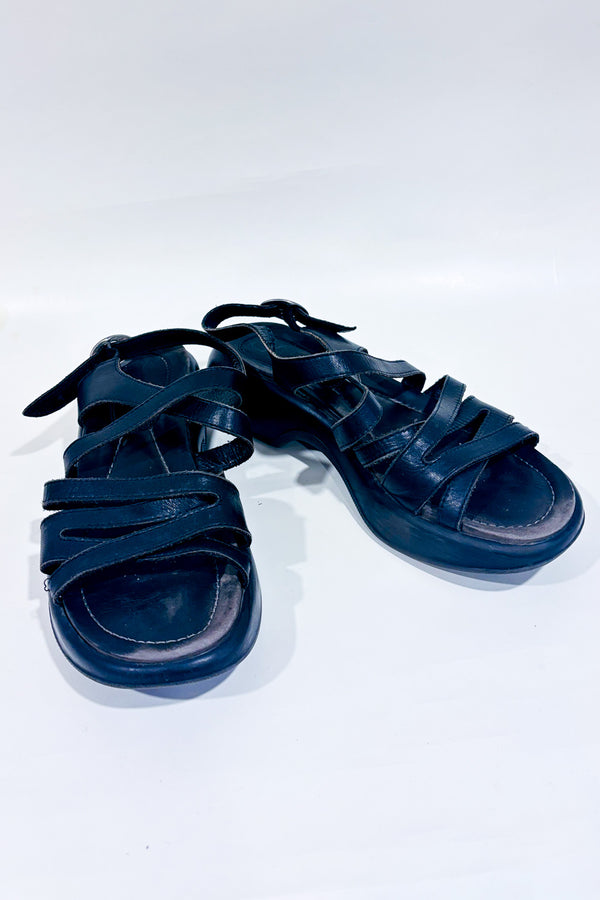 Sandales noires en cuir à talon chunky confort seconde main - Dansko- La Penderie du Paradis
