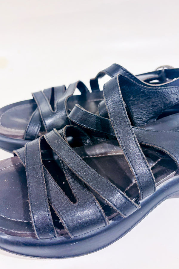 Sandales noires en cuir à talon chunky confort seconde main - Dansko- La Penderie du Paradis