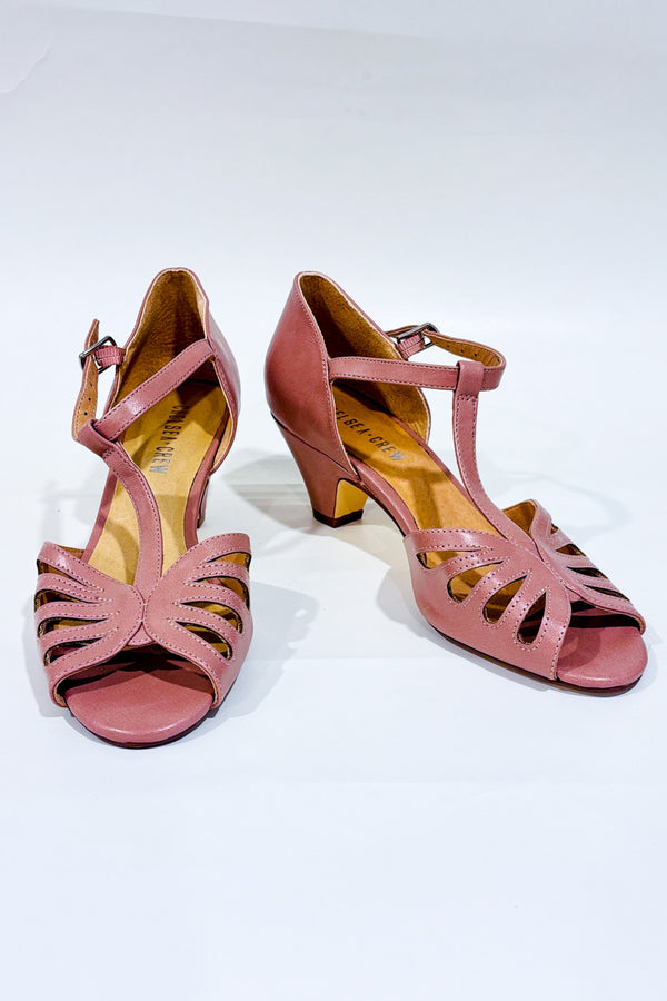 Chaussures ouvertes rétro rose pâle à talon* seconde main - Chelsea Crew- La Penderie du Paradis