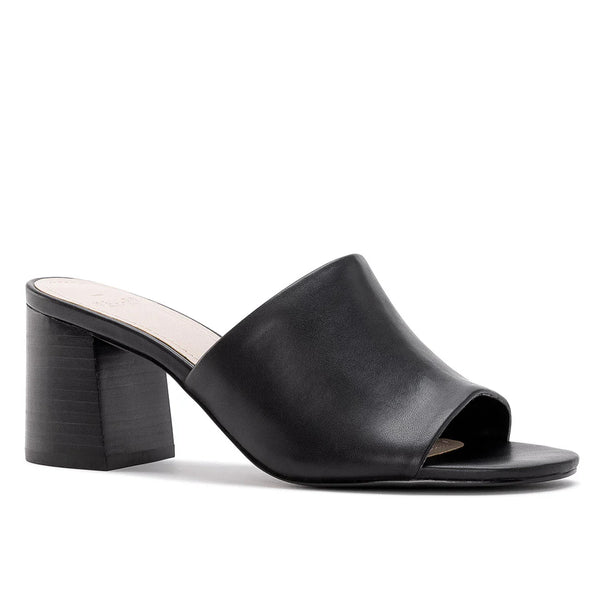 Sandales mules noires à talon bloc* seconde main - Yellow- La Penderie du Paradis