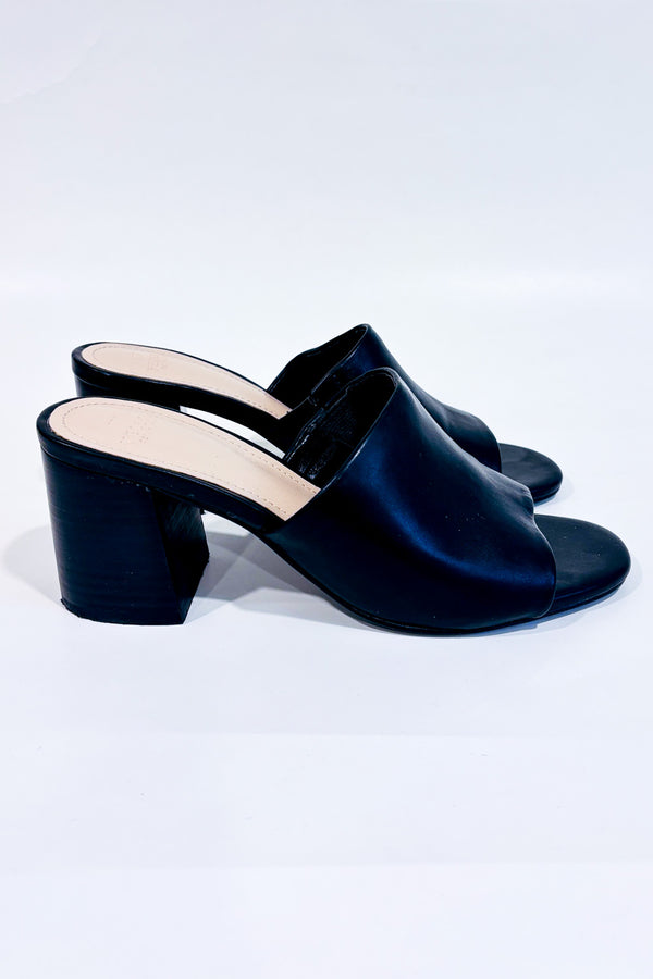 Sandales mules noires à talon bloc* seconde main - Yellow- La Penderie du Paradis