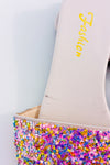 Sandales plates blanches avec paillettes multicolores seconde main - Fashion- La Penderie du Paradis