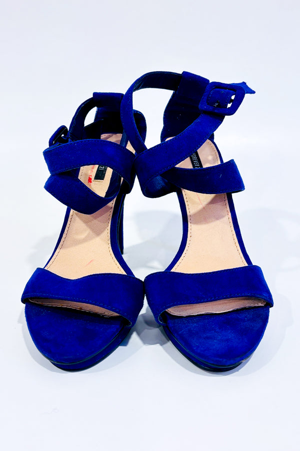 Sandales bleues en suède talon haut (6.5)-Forever21-La Penderie du Paradis 🕊