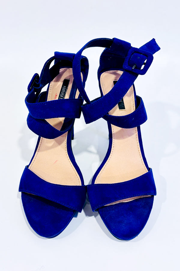 Sandales bleues en suède talon haut (6.5)-Forever21-La Penderie du Paradis 🕊