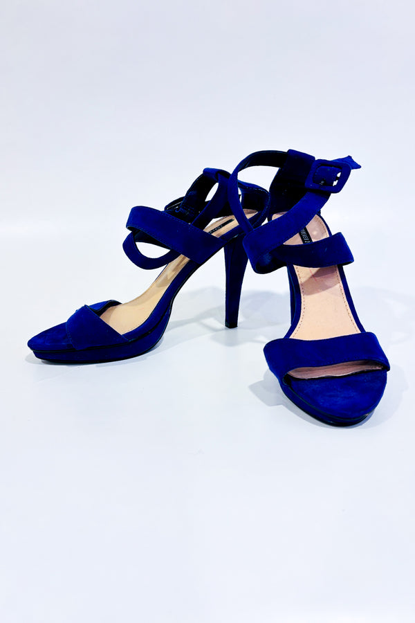 Sandales bleues en suède talon haut (6.5)-Forever21-La Penderie du Paradis 🕊