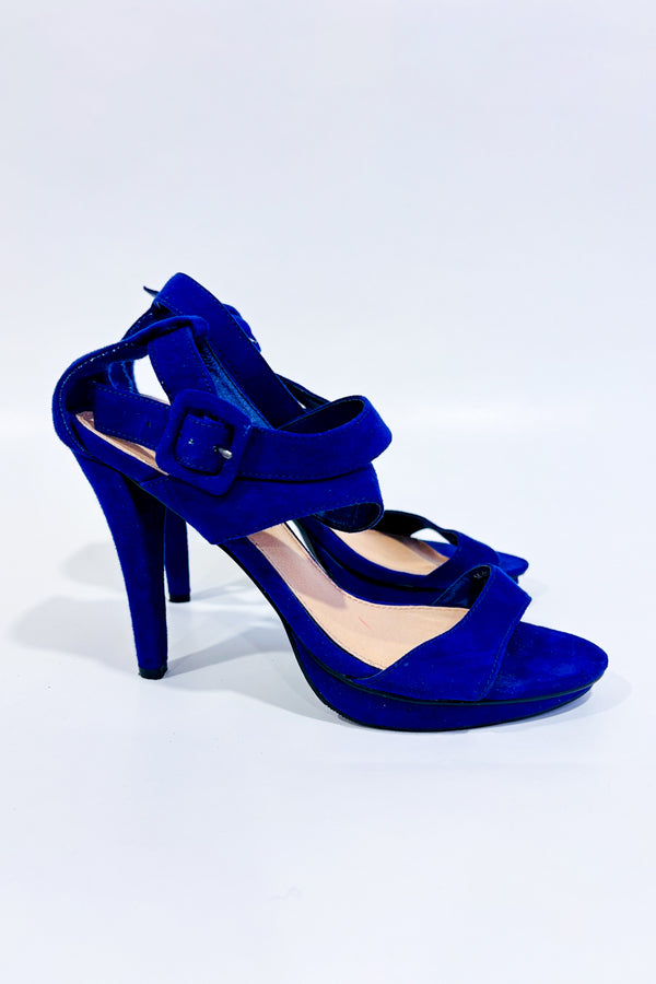 Sandales bleues en suède talon haut (6.5)-Forever21-La Penderie du Paradis 🕊