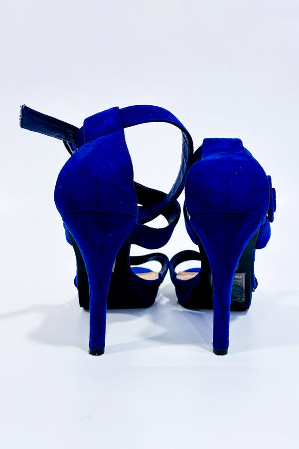 Sandales bleues en suède talon haut (6.5)-Forever21-La Penderie du Paradis 🕊