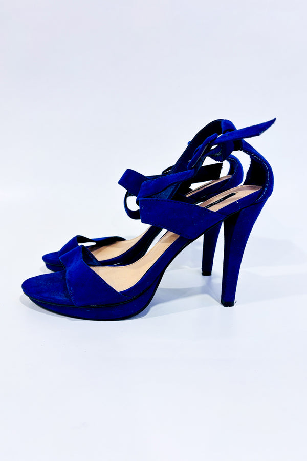 Sandales bleues en suède talon haut (6.5)-Forever21-La Penderie du Paradis 🕊