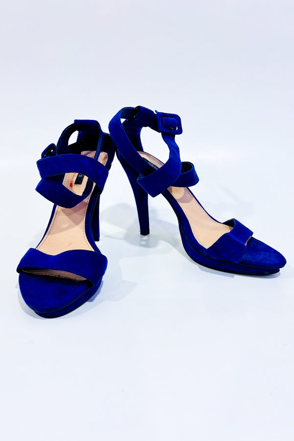 Sandales bleues en suède talon haut (6.5)-Forever21-La Penderie du Paradis 🕊