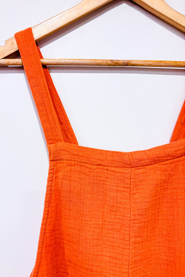 Salopette orange en coton gaufré (l)-Bilabong-La Penderie du Paradis 🕊