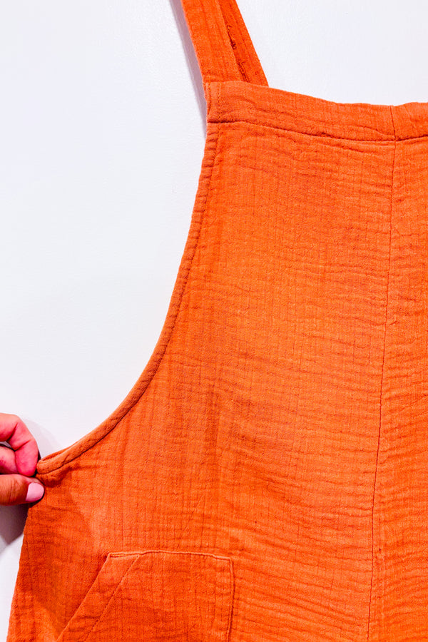 Salopette orange en coton gaufré (l)-Bilabong-La Penderie du Paradis 🕊