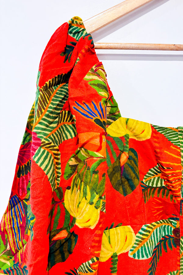 Romper orange en lin avec pélican et feuilles (s)*-FARM Rio-La Penderie du Paradis 🕊