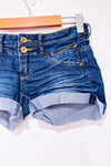 Mini-short taille basse en jeans bleu foncé seconde main - Dynamite- La Penderie du Paradis