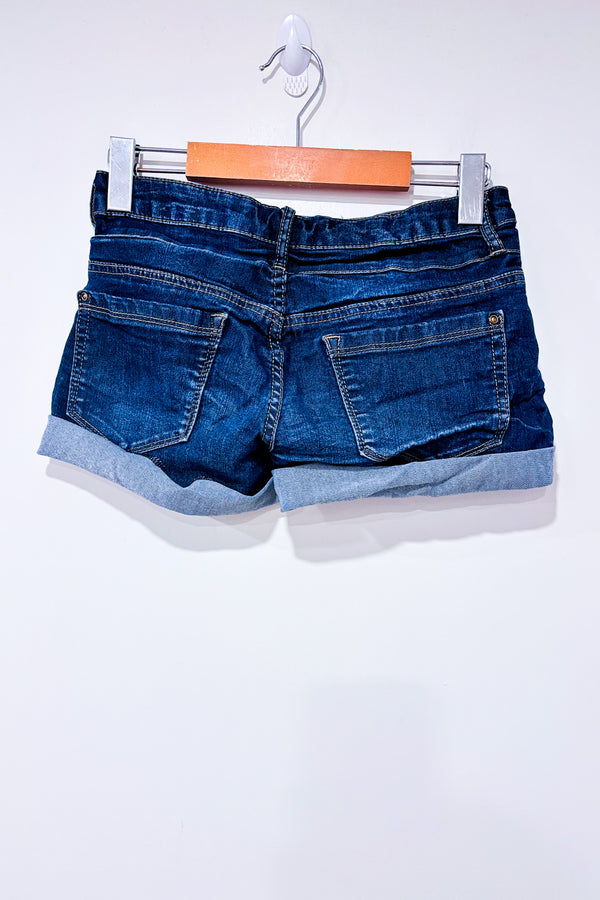 Mini-short taille basse en jeans bleu foncé seconde main - Dynamite- La Penderie du Paradis