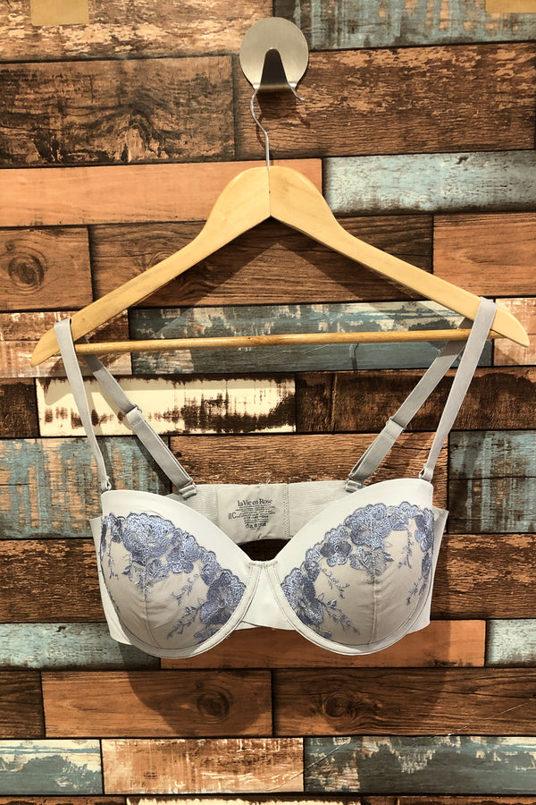 Soutien-gorge bleu avec dentelle fleurie (38C) seconde main La Vie En Rose