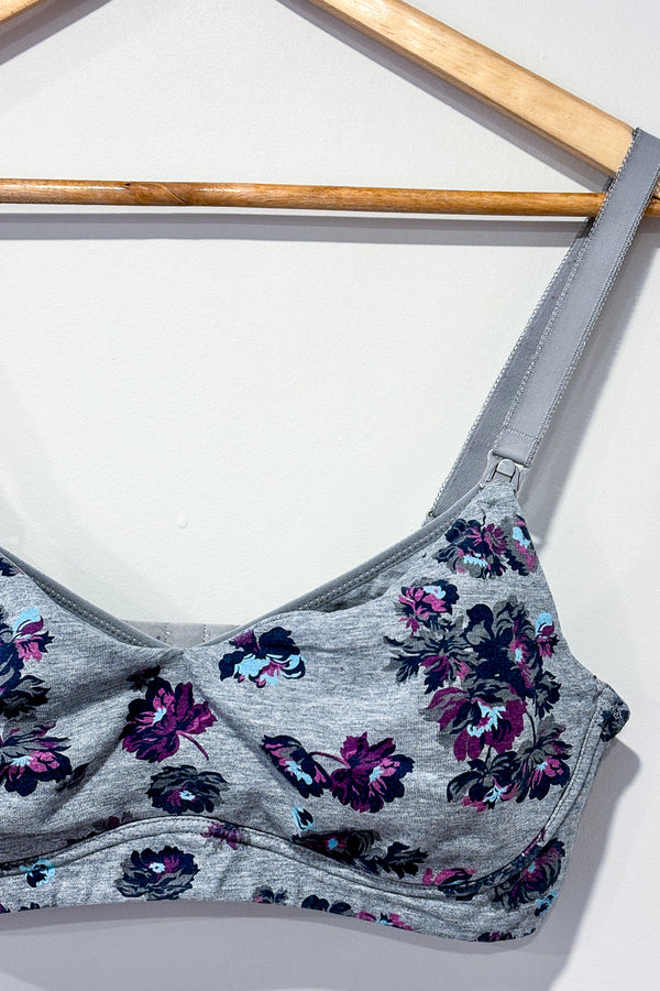 Soutien-gorge d'allaitement gris fleuri (36D) - Maternité seconde main Thyme