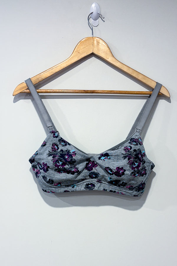 Soutien-gorge d'allaitement gris fleuri (36D) - Maternité seconde main Thyme