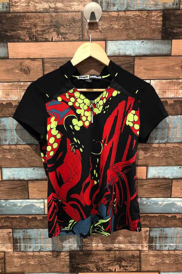 T-shirt de sport noir rouge et vert (xs/s) seconde main Jamie Sadock