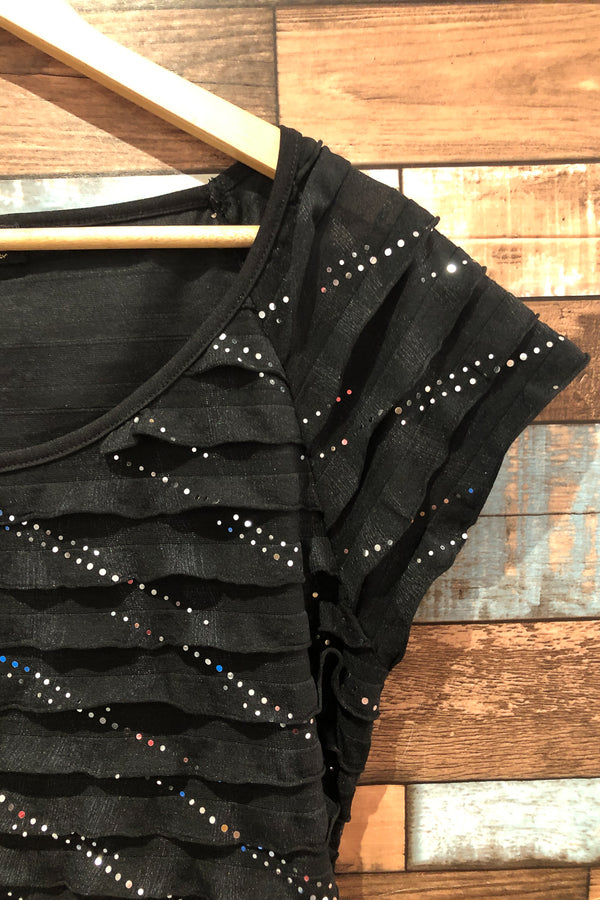 T-shirt noir froufrous et paillettes (l) seconde main Grenier