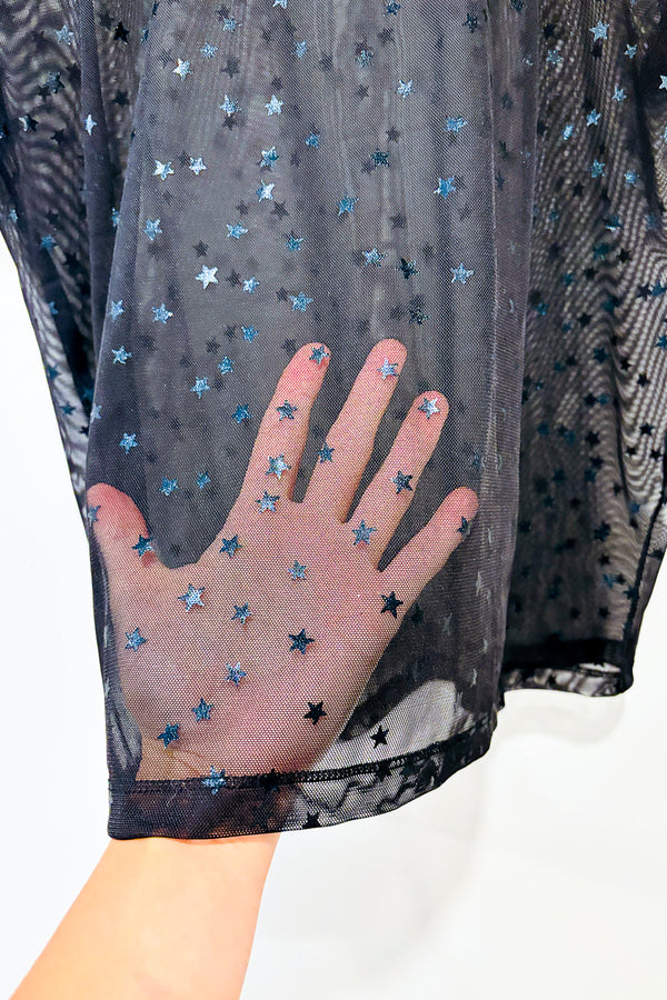 T-shirt noir transparent avec motif étoiles (xs) -- La Penderie du Paradis 🕊