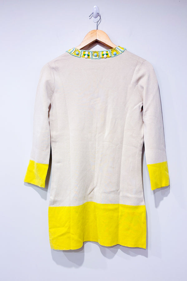 Tunique beige et jaune avec billes (xs)-BCBG Maxazria-La Penderie du Paradis 🕊