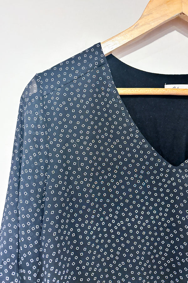 Tunique fluide noire motif losanges (m) seconde main Reitmans